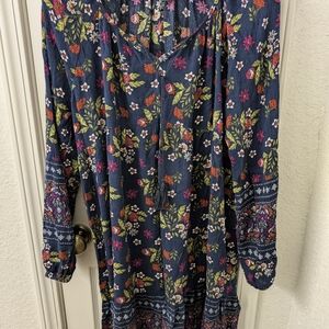 Navy Boho Floral Dress